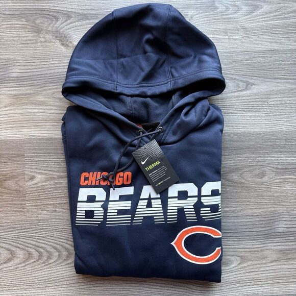 Chicago Bears Hoodie Mens Medium Nike Pullover Sweatshirt On Field NFL 100th NWT - Picture 3 of 11